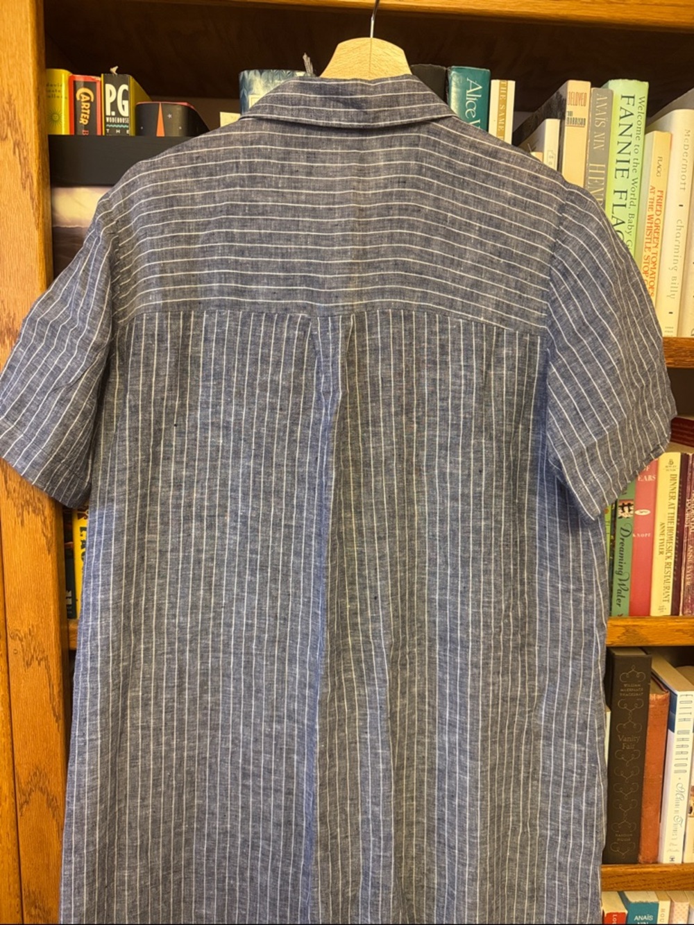 Eileen Fisher XXS 100% linen blue and white button up dress - Picture 3 of 6